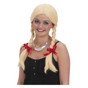 blond paryk med fletninger