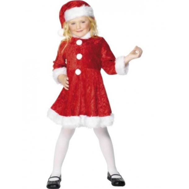 Nisse pige kostume - Julemandens datter - Jule kjole til piger - pige med kjole og nissehue - Julen i Halloween Eksperten